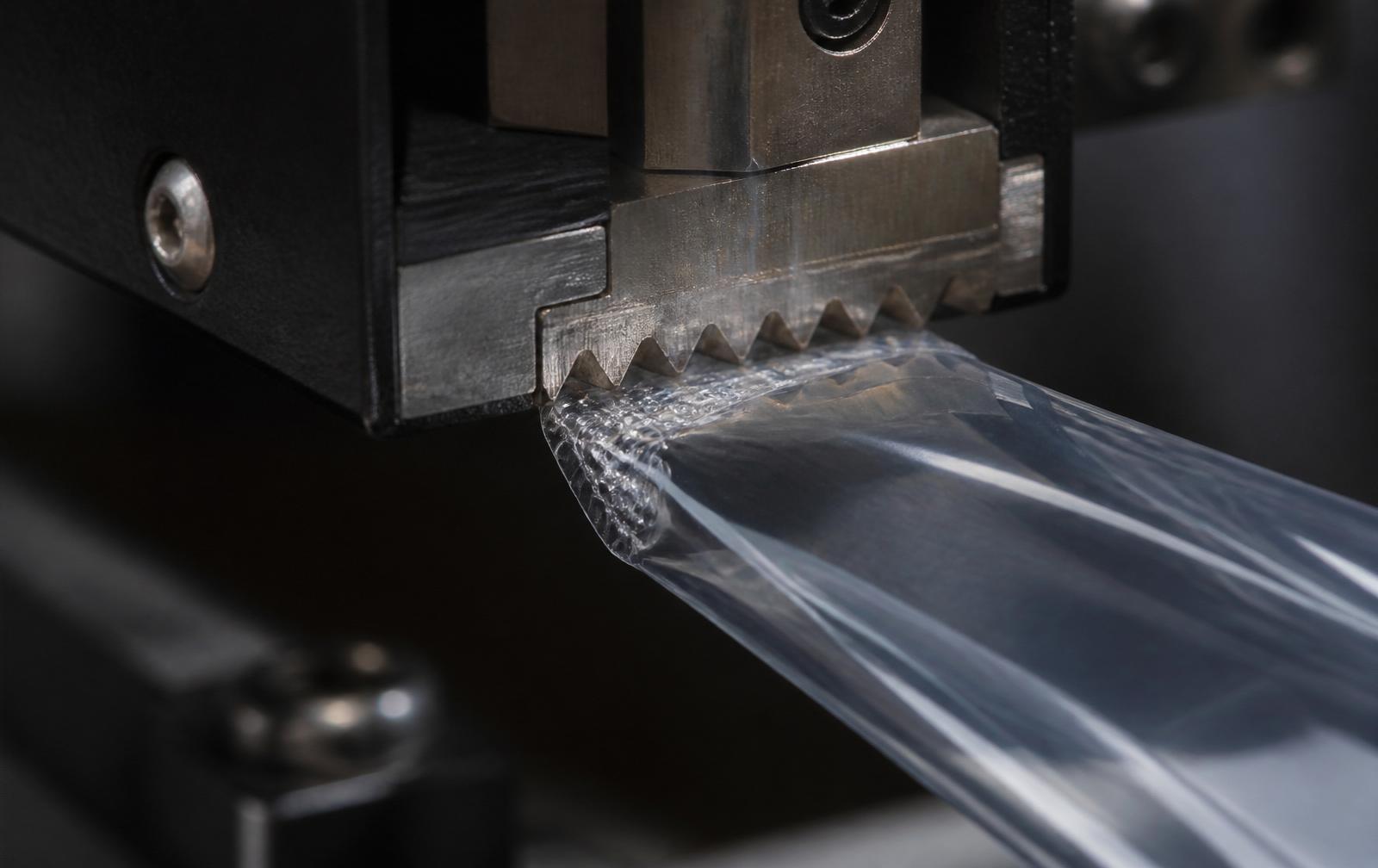 Cabezal de sellado térmico cerrando envase flexible